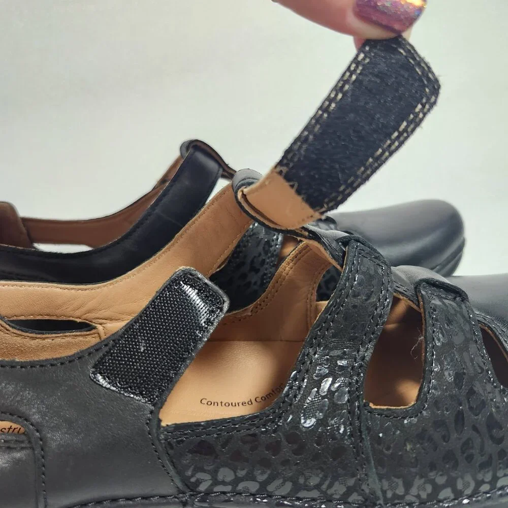 Clarks Appley Animal Print Strap Mary Jane Black Leather Size US 9 M NWT - Picture 8 of 16